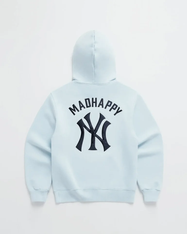 White Madhappy Yankees Embroidered Fleece Hoodie - Image 3