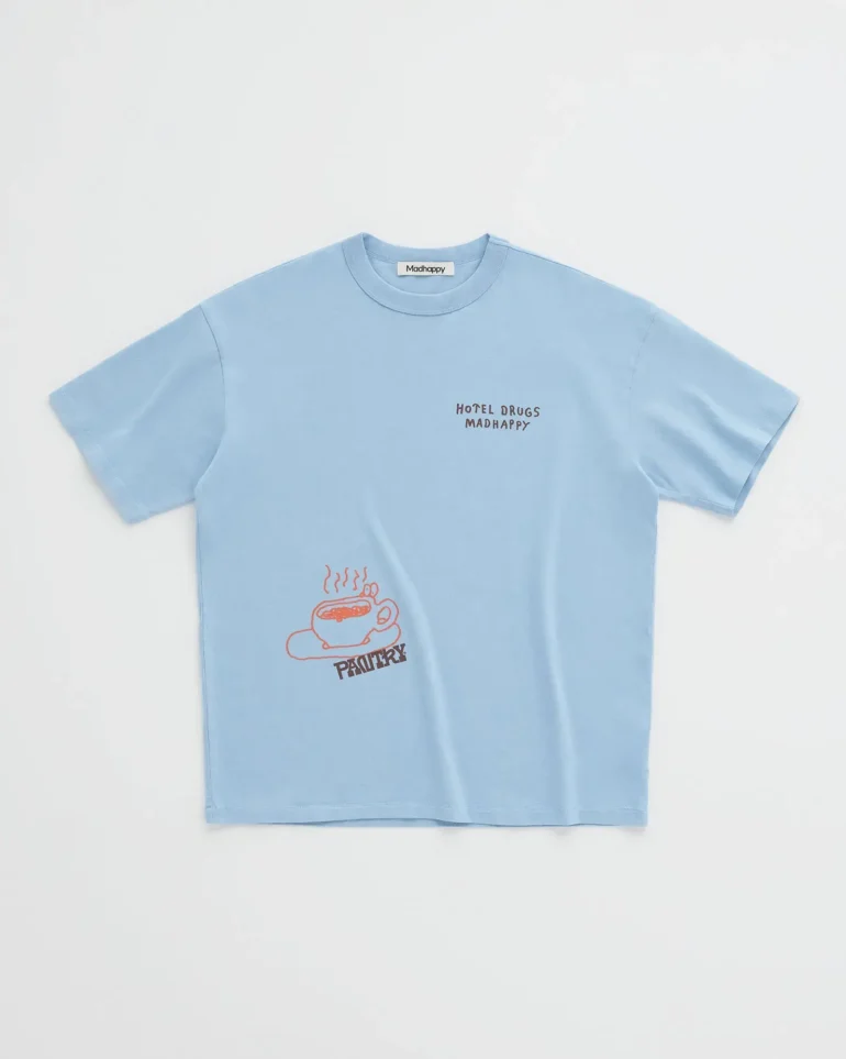 Madhappy Pantry HOTEL DRUGS Midweight Tee Celestine - Image 2